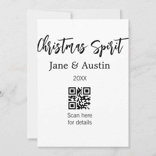 Weihnachtsgeist Ehepaar Name QR Scan Datum Einladung (Vorderseite)