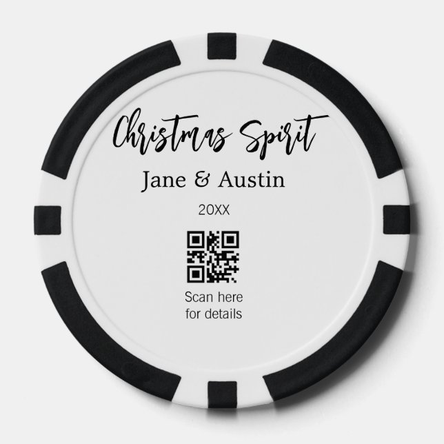 Weihnachtsgeist Ehepaar Name QR Scan Datum Pokerchips (Vorderseite)