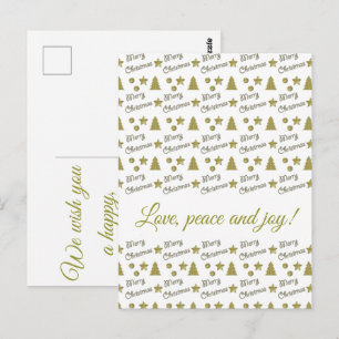Weihnachtsgeist - goldene Sterne, Weihnachtsbäume Postkarte