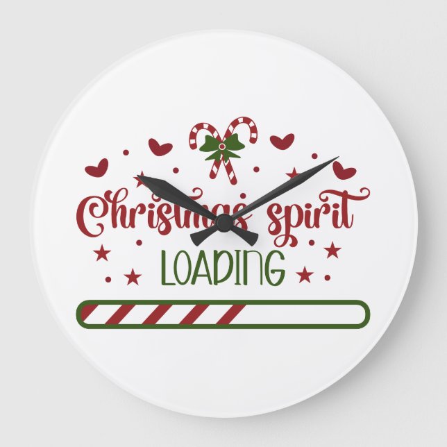 Weihnachtsgeist Loading Funny Holiday Große Wanduhr (Vorderseite)