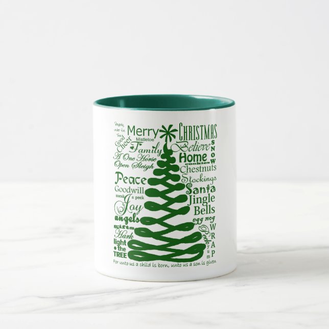 Weihnachtsgeister Abstrakte Baumart W/Text Typogra Tasse (Zentrum)