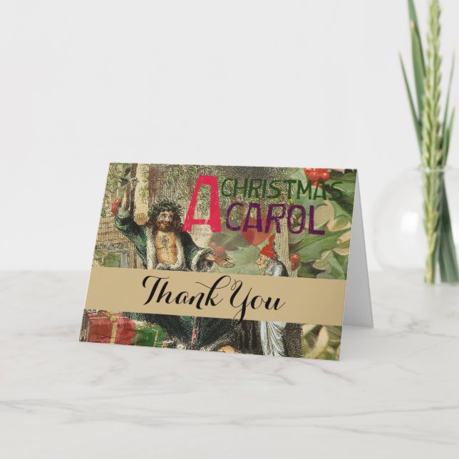 Weihnachtsgeister Gegenwart Illustration Scrooge Dankeskarte (Vorderseite)