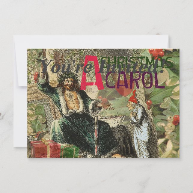 Weihnachtsgeister Gegenwart Illustration Scrooge Einladung (Vorderseite)