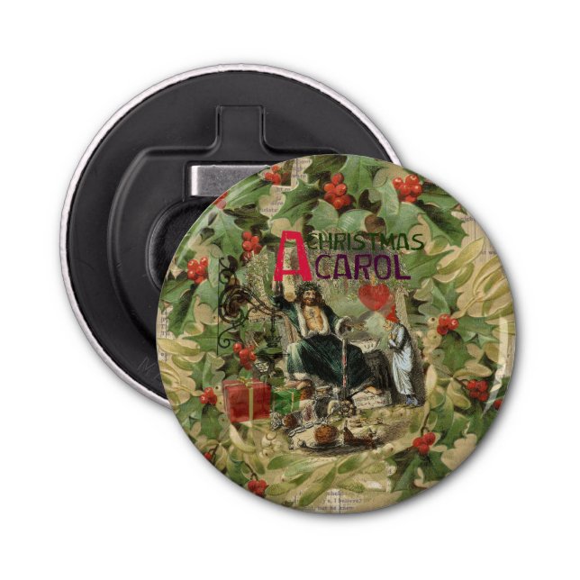 Weihnachtsgeister Gegenwart Illustration Scrooge Flaschenöffner (Vorderseite)