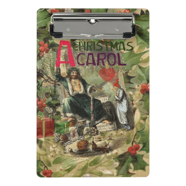 Weihnachtsgeister Gegenwart Illustration Scrooge Mini Klemmbrett (Vorderseite)