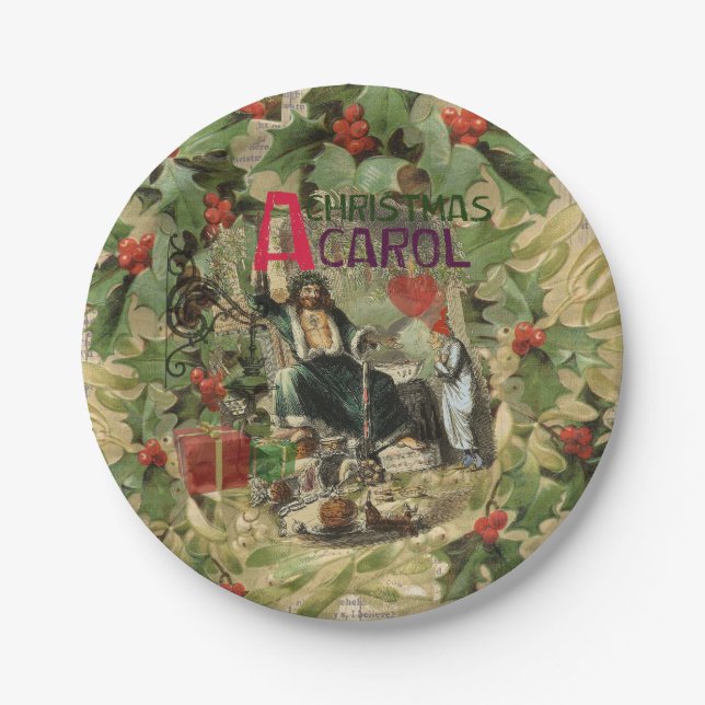 Weihnachtsgeister Gegenwart Illustration Scrooge Pappteller (Vorderseite)