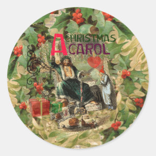Weihnachtsgeister Gegenwart Illustration Scrooge Runder Aufkleber