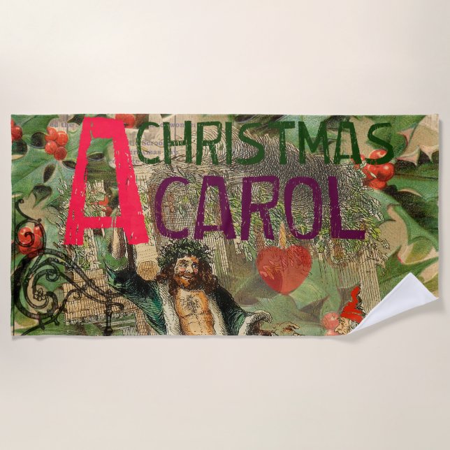 Weihnachtsgeister Gegenwart Illustration Scrooge Strandtuch (Vorderseite)