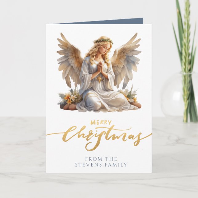 Weihnachtsgel geklapptes Foto Karte (Vorderseite)