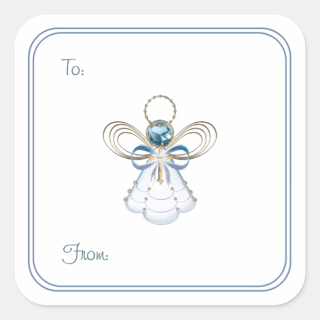 Weihnachtsgel - Geschenkanhänger auf Stickern Quadratischer Aufkleber (Vorderseite)