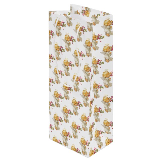 Weihnachtsgel Geschenktüte Für Weinflaschen (Rückseite Schrägansicht)