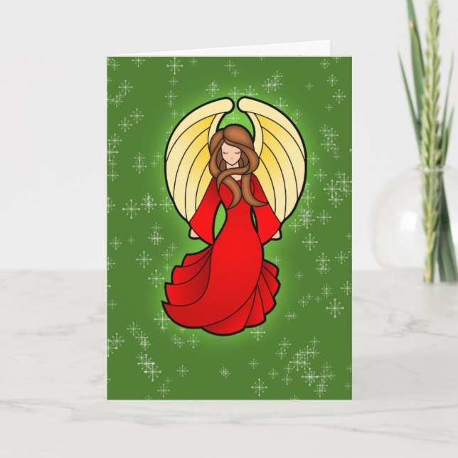 Weihnachtsgel in Rot Feiertagskarte (Vorderseite)