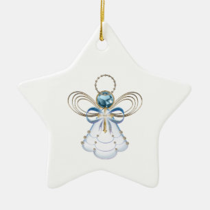 Weihnachtsgel Keramikornament