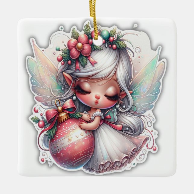 Weihnachtsgel Keramikornament (Vorderseite)