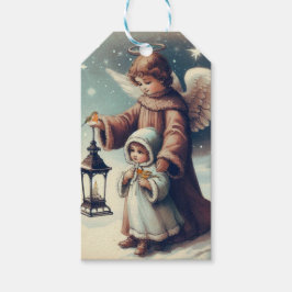 Weihnachtsgel , Kind und Vögel Geschenkanhänger