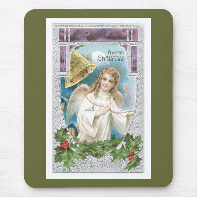 Weihnachtsgel mit Glocke Mousepad (Vorne)