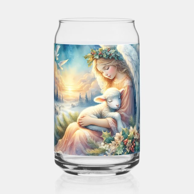 Weihnachtsgel mit Lamm im Winter Frieden Dosenglas (Vorderseite)