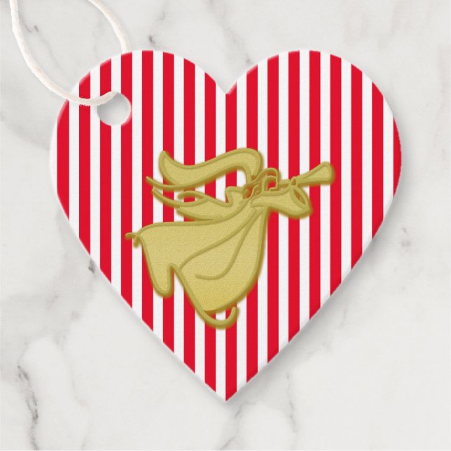 Weihnachtsgel Moderne Streifen rotes weißes Gold Geschenkanhänger (Vorderseite)