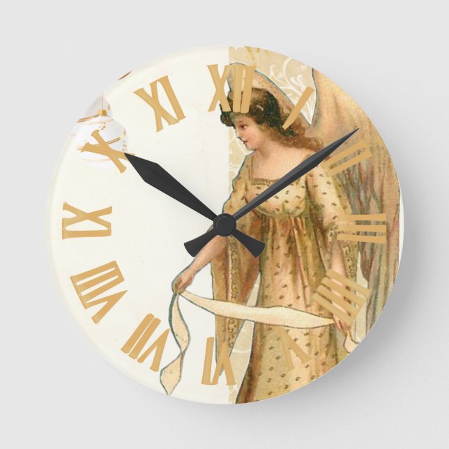 Weihnachtsgel & Ornamente Runde Wanduhr (Vorderseite)