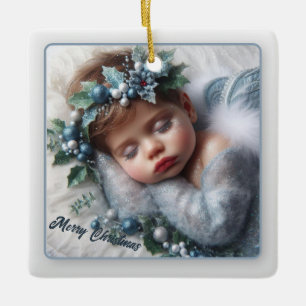 Weihnachtsgel und Holly Keramikornament