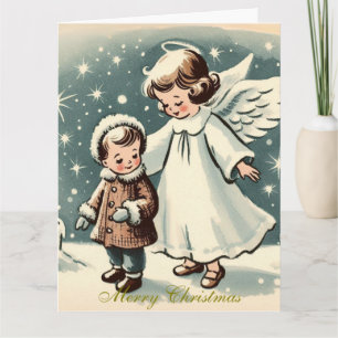 Weihnachtsgel und Kind Karte