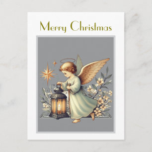 Weihnachtsgel und Lattern Postkarte