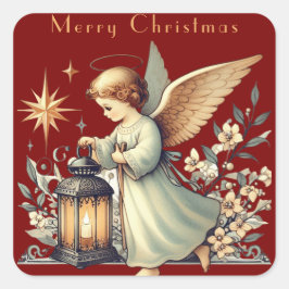 Weihnachtsgel und Lattern Quadratischer Aufkleber