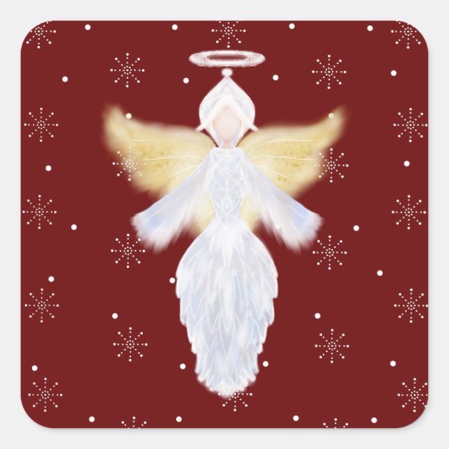 Weihnachtsgel und Schneeflocken | Square Sticker (Vorderseite)