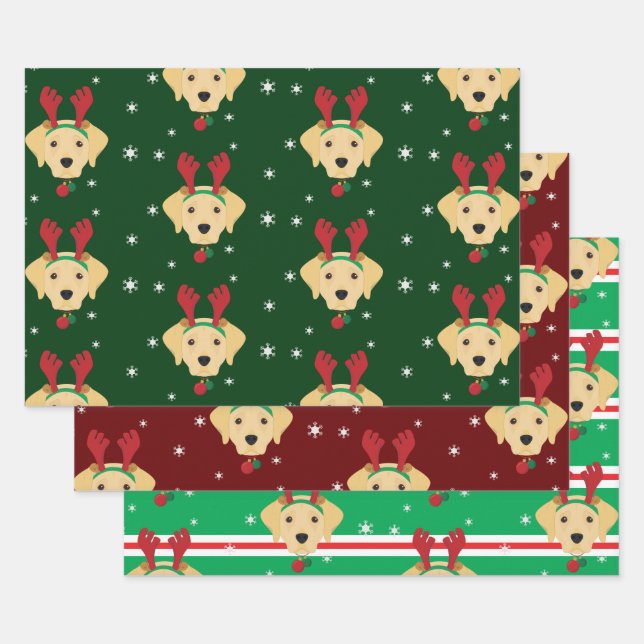 Weihnachtsgelbe Labrador Retriever Dog Geschenkpapier Set (Set)