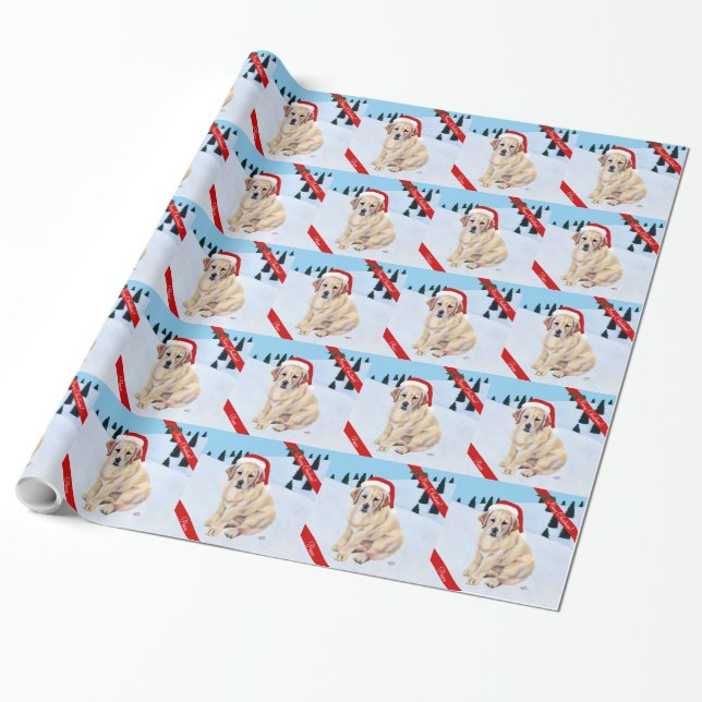 Weihnachtsgelber Labrador-Welpe Geschenkpapier (Ungerollt)