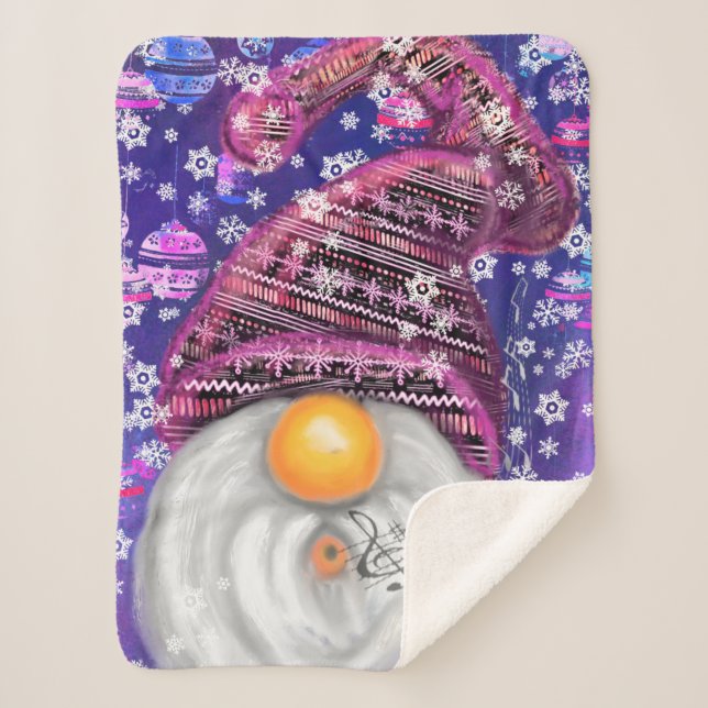 Weihnachtsgenom in Lila Hat Baby Sherpa Blanket Sherpadecke (Vorderseite)