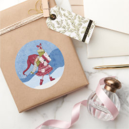 Weihnachtsgenom mit Geschenksticker Runder Aufkleber