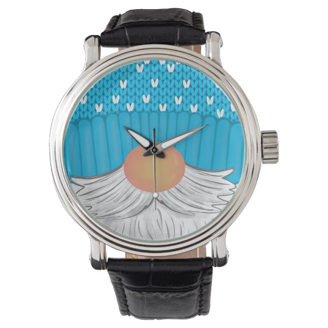 Weihnachtsgenome Winter Hat Beard Sweater Armbanduhr (Vorderseite)