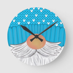 Weihnachtsgenome Winter Hat Beard Sweater Runde Wanduhr