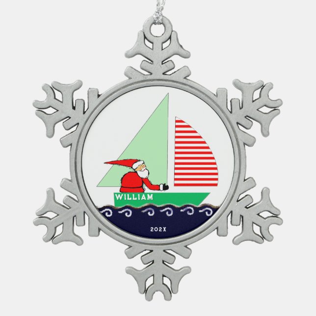 Weihnachtsgesang Schneeflocken Zinn-Ornament (Vorderseite)