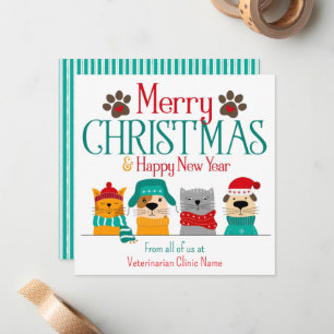 Weihnachtsgeschäft für Hunde und Katzen Mitteilungskarte