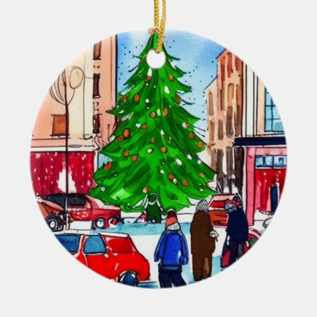 Weihnachtsgeschäft Keramik Ornament (Vorne)