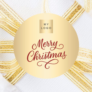 Weihnachtsgeschäft mit Rotem Gold Runder Aufkleber