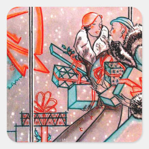 Weihnachtsgeschäft Quadratischer Aufkleber