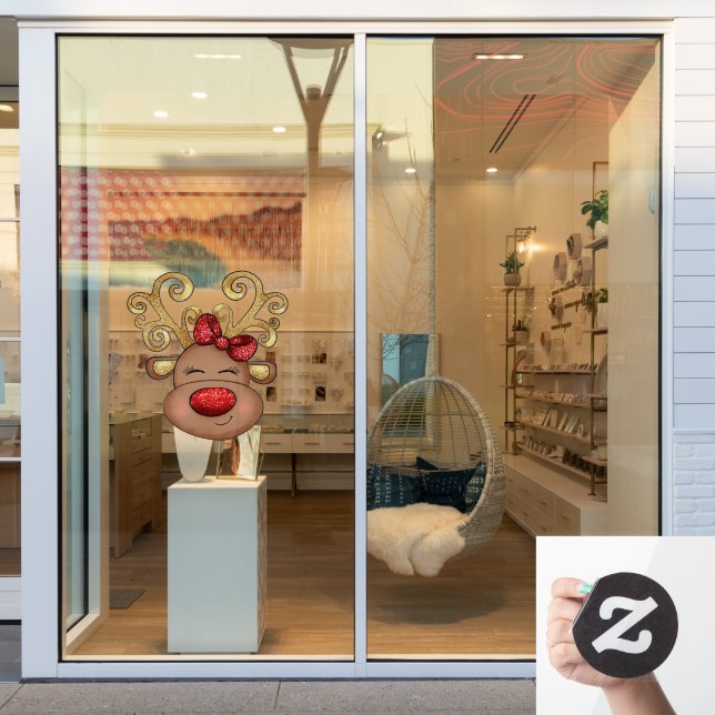 Weihnachtsgeschäft Rentierfass Kunst Fensteraufkleber (Schaufenster)