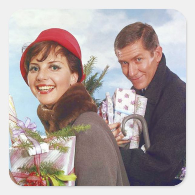 Weihnachtsgeschäft Retro Quadratischer Aufkleber (Vorderseite)