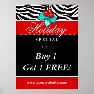 Weihnachtsgeschäft Zebra Salon Wellness-Center Red Poster