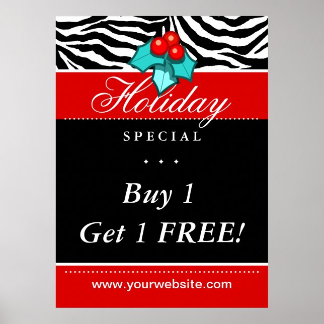 Weihnachtsgeschäft Zebra Salon Wellness-Center Red Poster (Vorne)