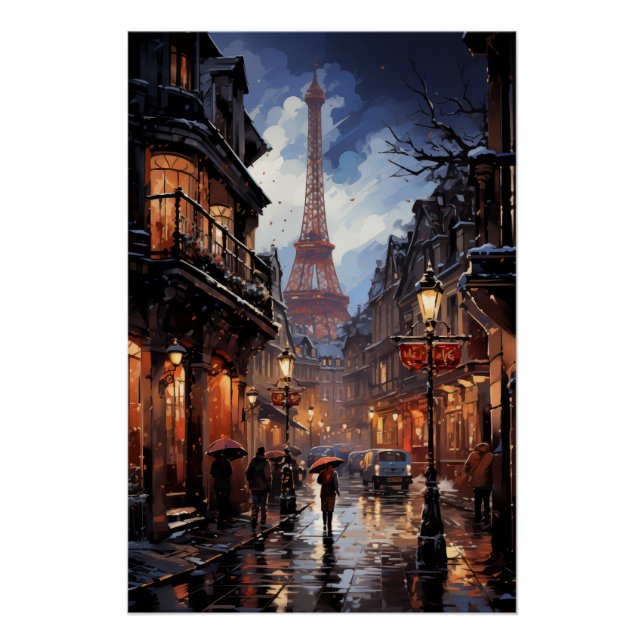 Weihnachtsgeschäfte in Paris Poster (Vorderseite)