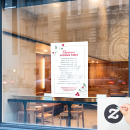 Weihnachtsgeschäftliche Öffnungszeiten, grüner Rot Fensteraufkleber