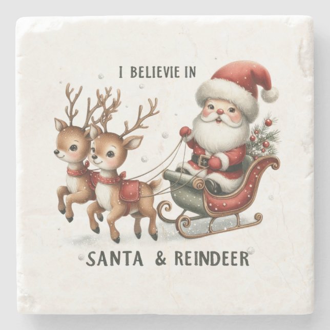 Weihnachtsgeschenk, an das ich glaube steinuntersetzer (Vorderseite)
