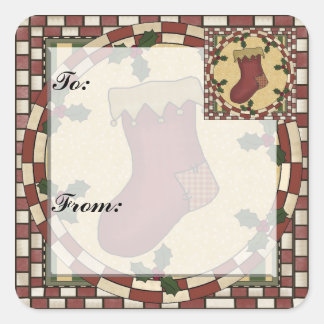 Weihnachtsgeschenk-Aufkleber für Strümpfe Quadratischer Aufkleber