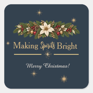 Weihnachtsgeschenk-Aufkleber 'Making Spirits Brigh Quadratischer Aufkleber