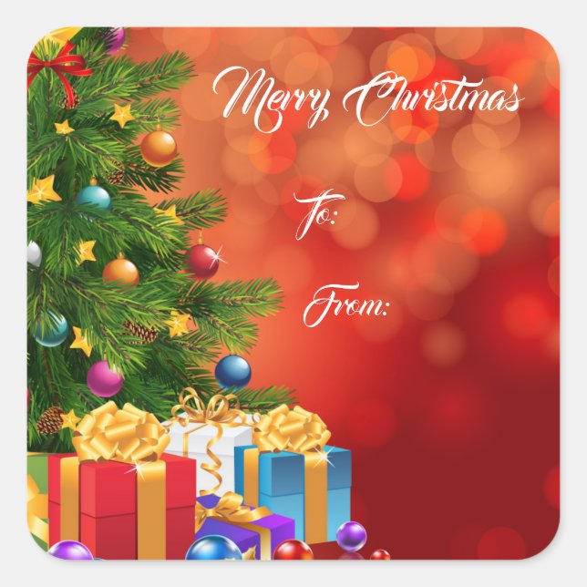 Weihnachtsgeschenk-Aufkleber Quadratischer Aufkleber (Vorderseite)