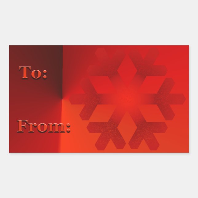 Weihnachtsgeschenk Aufkleber Red Snowflakes (Vorderseite)